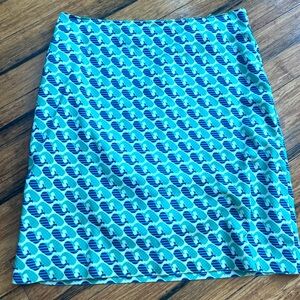 Talbots Teal and Navy whale Patterned Skirt